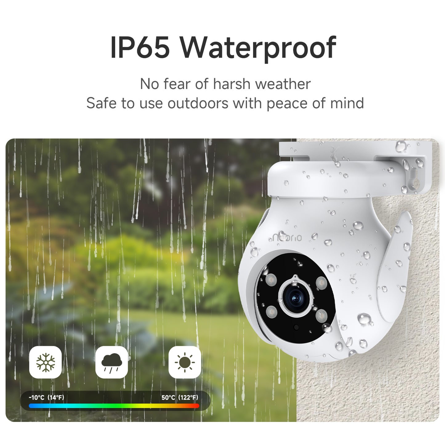 Noorio 2K Security Camera Outdoor 360° Pan/Tilt, Two Way Talk Wired Outdoor Camera for Home Surveillance, 24/7 Recording, Color Night Vision, Cloud & SD Card Storage, Compatible with Alexa, 2.4G WiFi