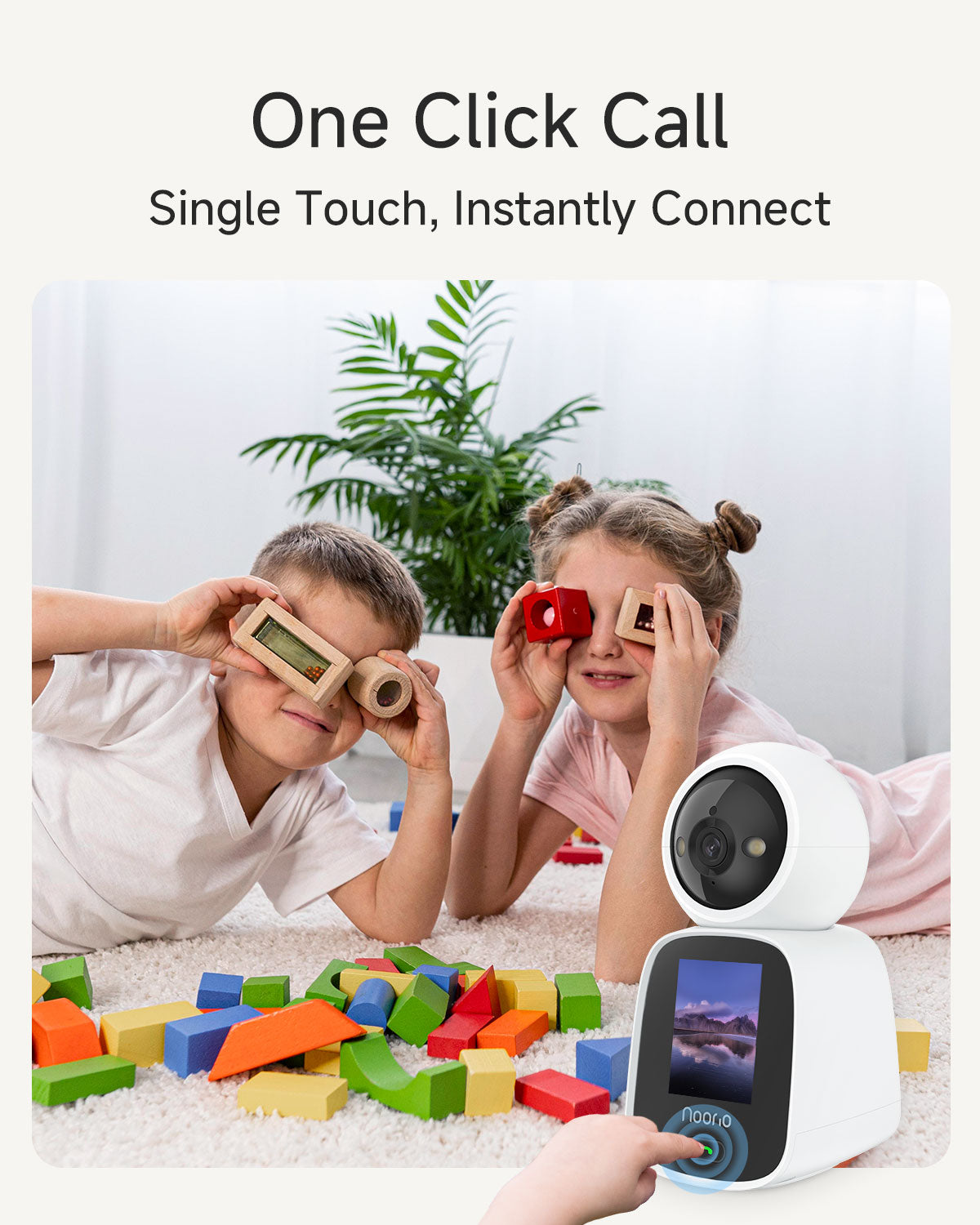 Noorio 5G Two Way Video Calling Camera, One Click Call 2K Pet Camera with Phone App, 360° PTZ Dog Cam with Speaker, Color Night Vision, 2.4 Inch Screen, CL200-5G，2-pack