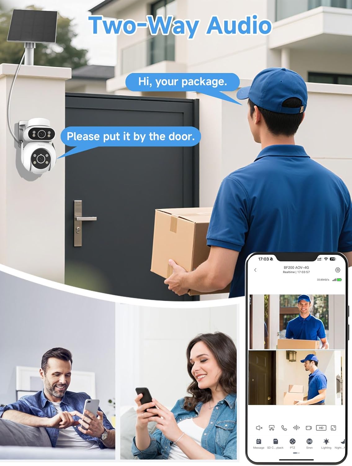Noorio 4G LTE Cellular Solar Security Camera Wireless Outdoor
