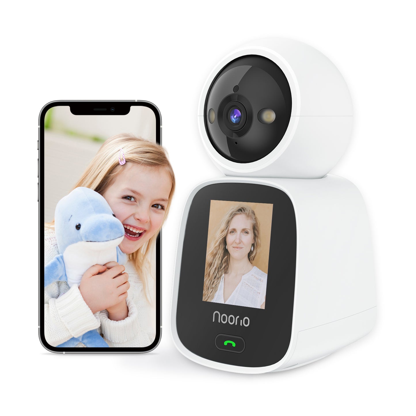 Noorio CL200 2K Indoor Camera 2-Way Video Calling, 360° Motion Detection Cameras for Home Security