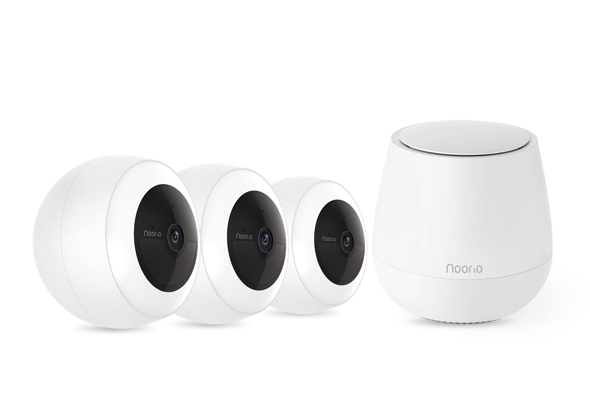 Noorio 2K Ultra Floodlight Wireless Battery Security Cameras & Hub System 3 Cam