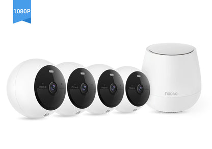 Noorio 1080P Wireless Battery Security Cameras & Hub System 4 Cam